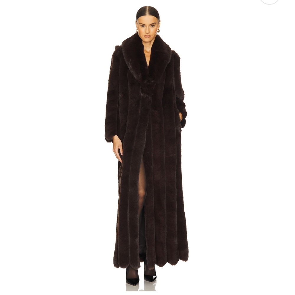 Luciana Faux Fur Maxi Coat in Chocolate